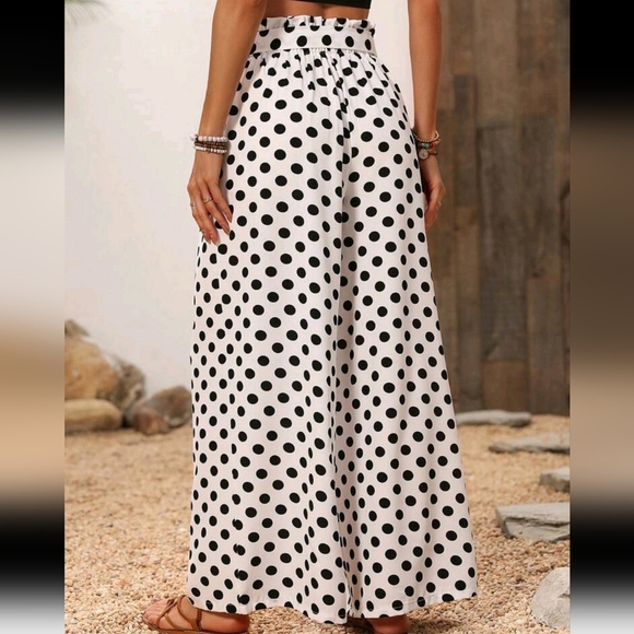 Polka Dot Print Loose Casual Wide Leg Pants - Picture 2 of 6